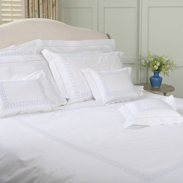 Blue Matilda cotton embroidered Duvet Cover with Oxford Border
