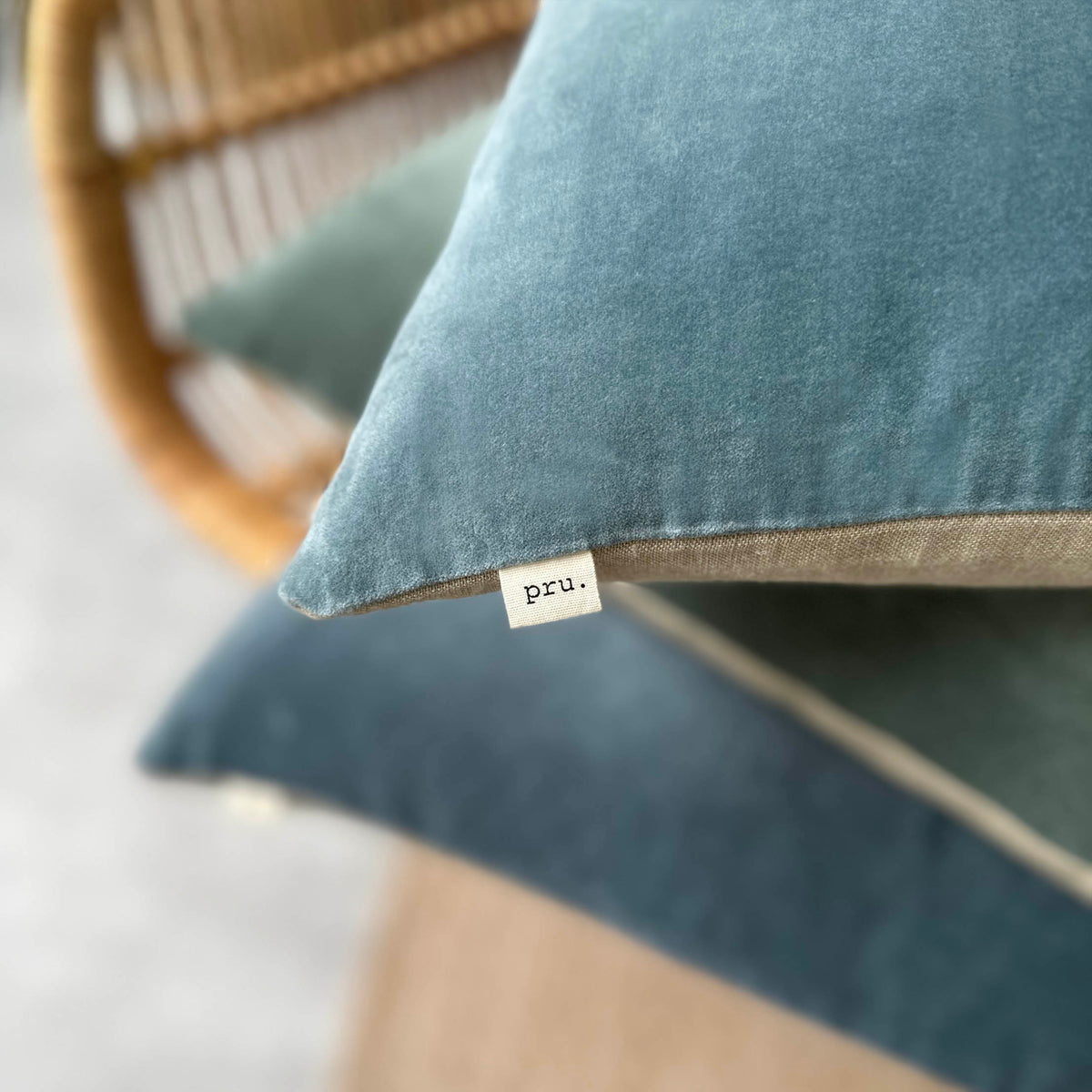 The Velvet And Linen Cushion Teal Blue