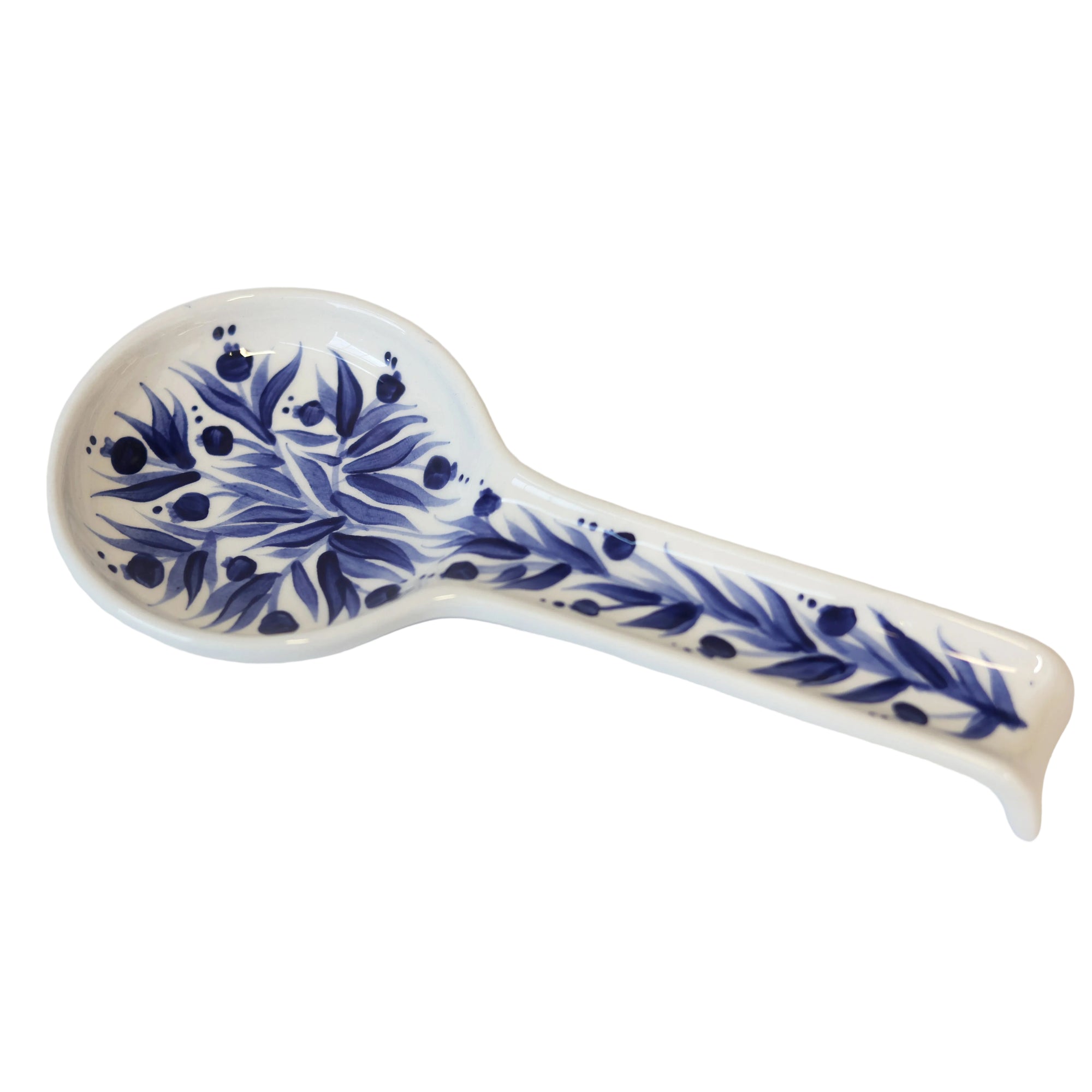 Hand Painted Pomegranate Spoon Rest - Deep Blue
