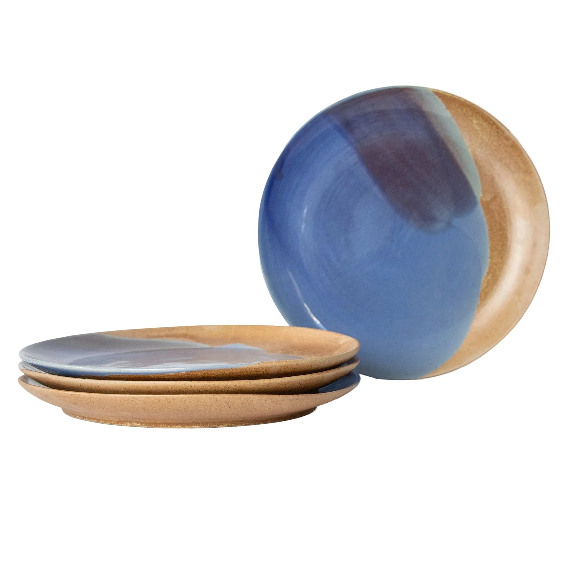 Tavora Dinner Plates Set of 4, Reactive Salt-glaze - Cobalt Blue