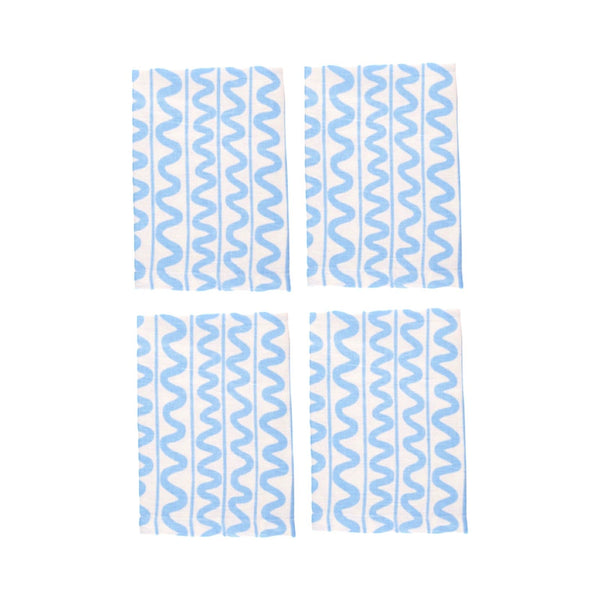 Blue Wiggle Linen Napkins, Set of 4