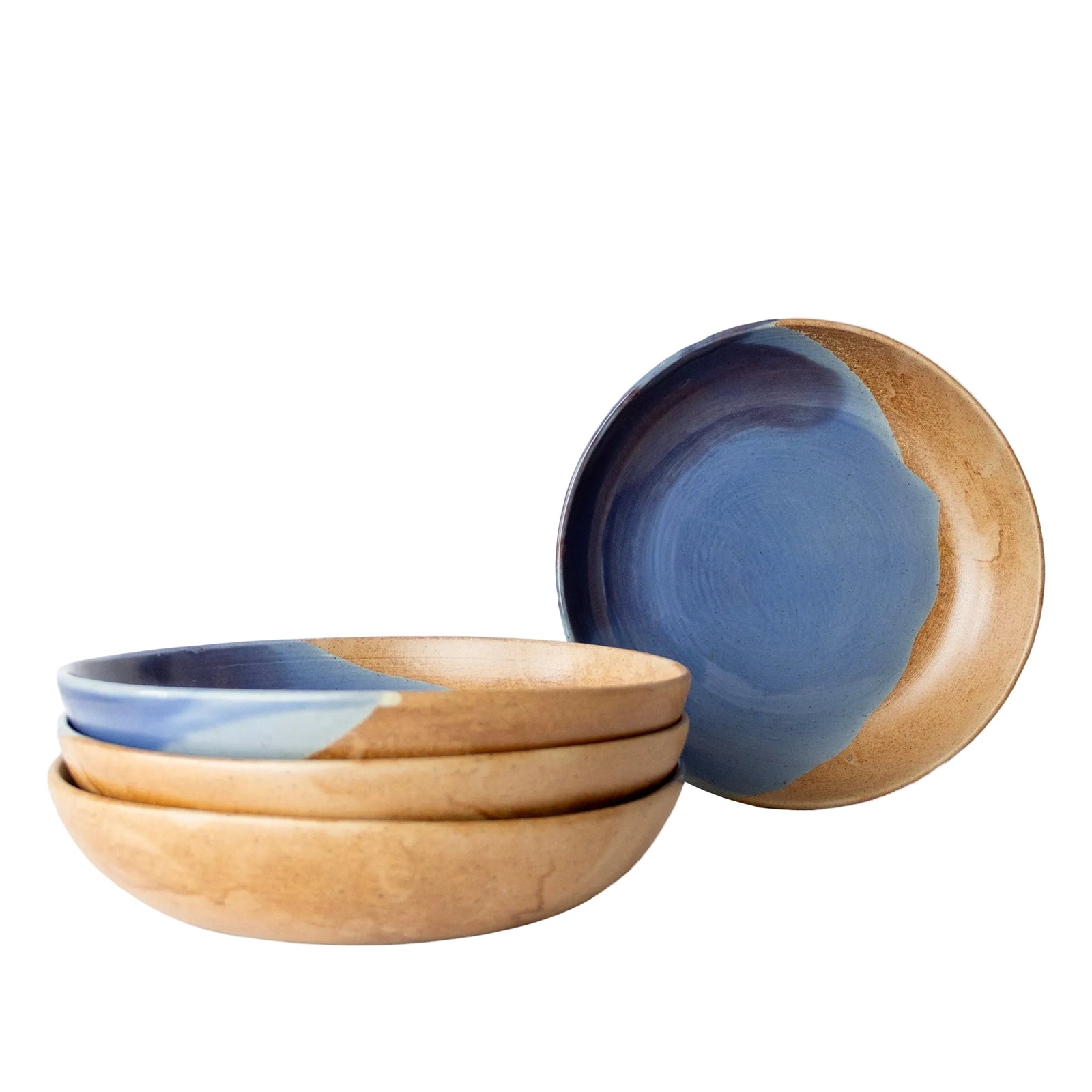 Tavora Pasta Bowls Set of 4, Reactive Salt-glaze - Cobalt Blue
