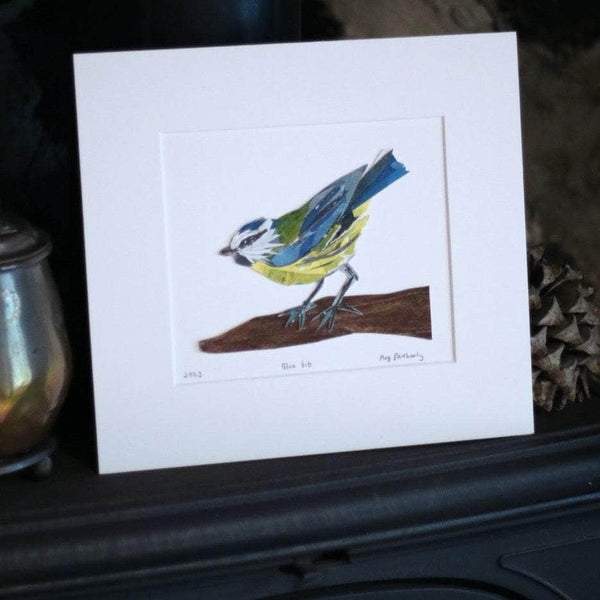 Original Blue Tit Bird Collage Art Piece