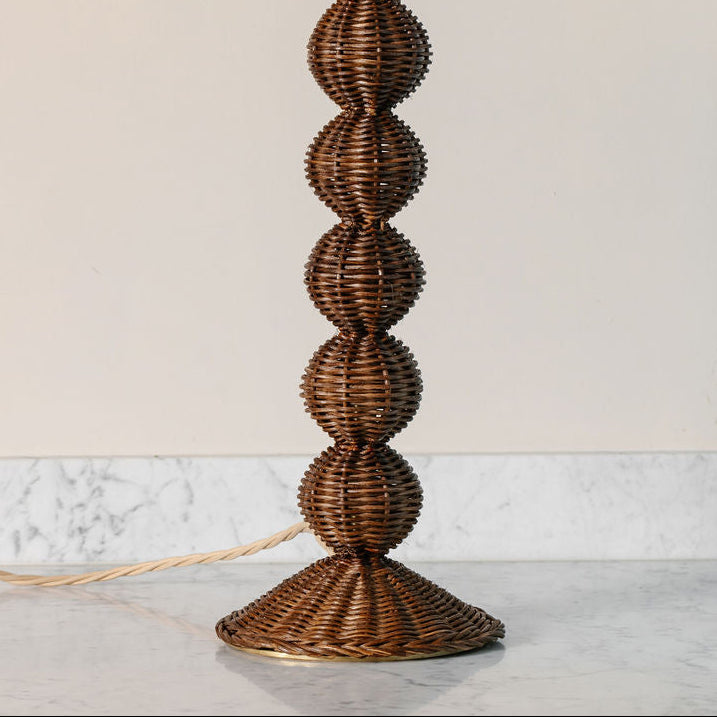 Bobbin Rattan Lamp Base, Teak