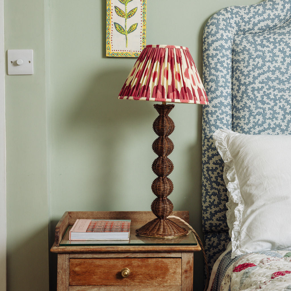 Bobbin Rattan Lamp Base, Teak