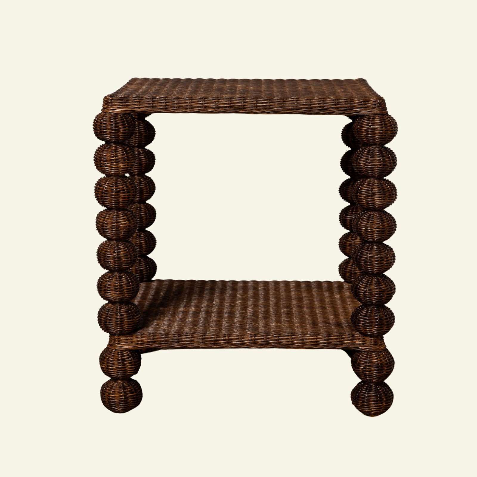 Bobbin Rattan Side Table, Teak
