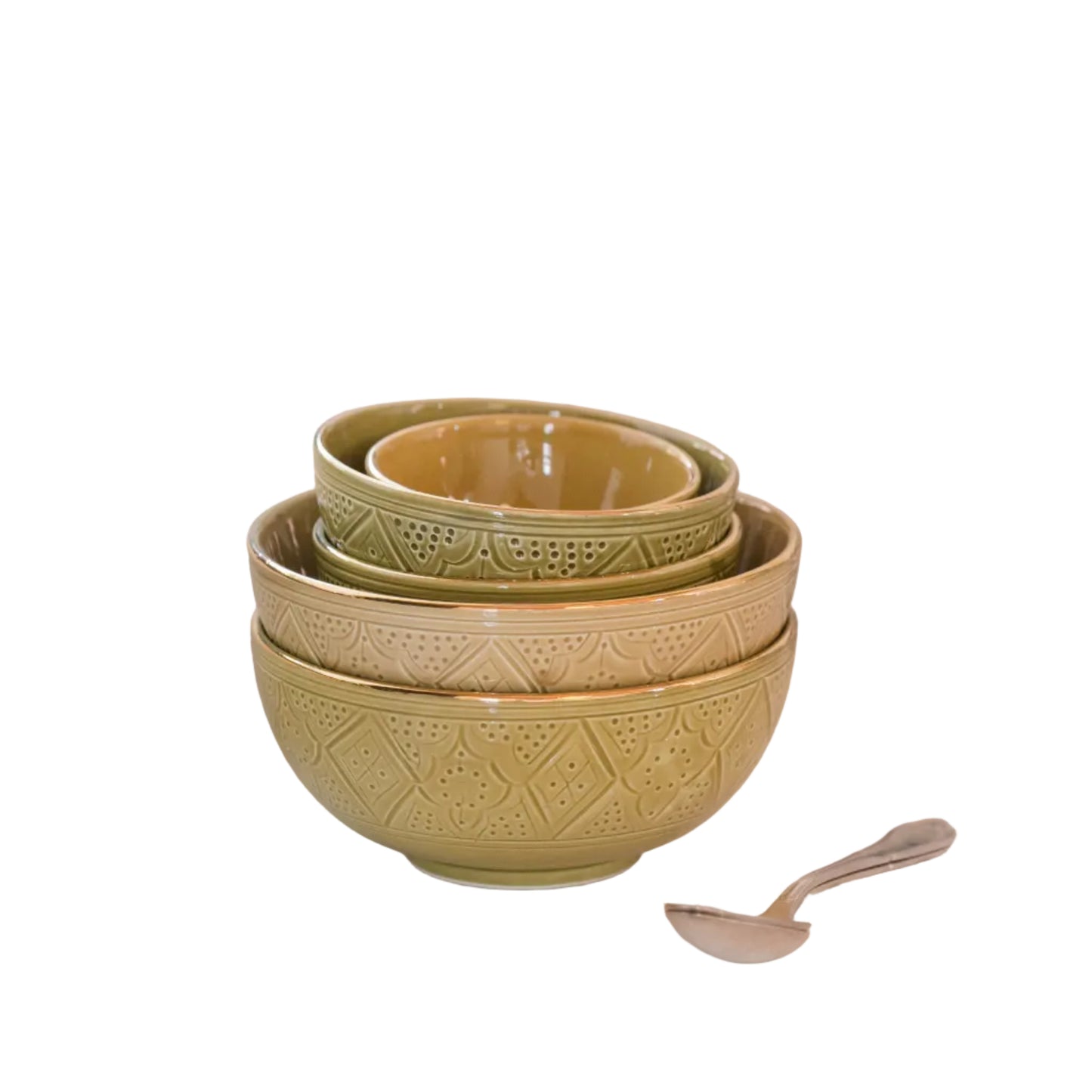 Bols et saladier ronds Empreinte kaki gold (8951693836607)