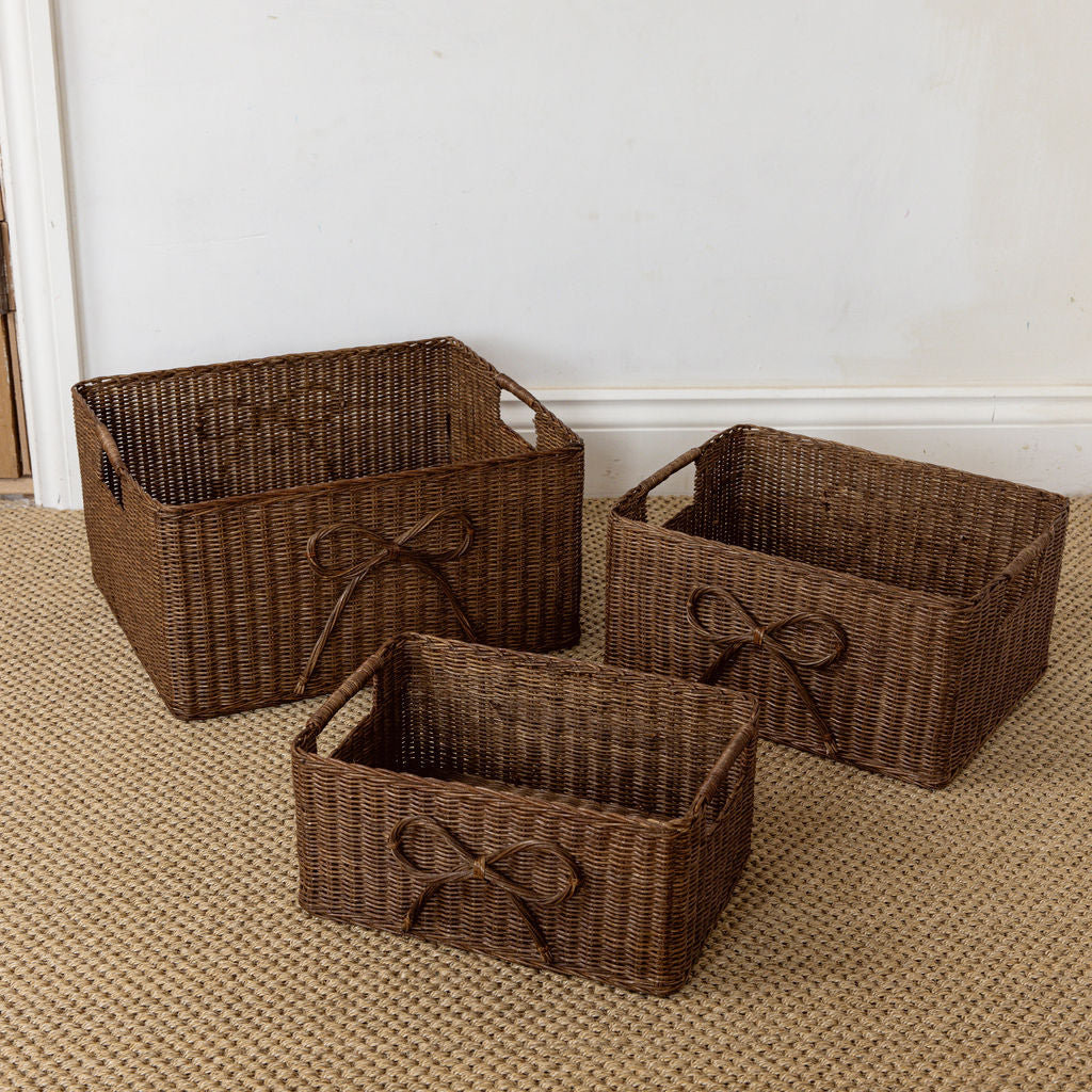 Bow Rattan Storage Basket, Large