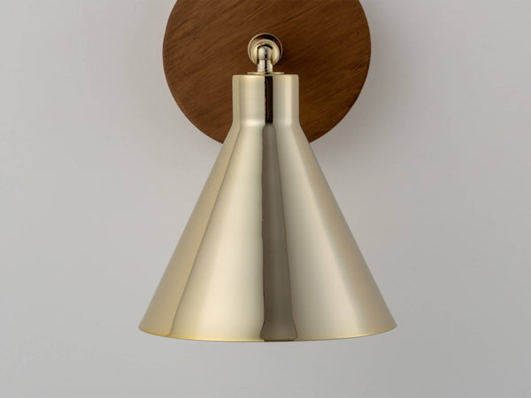 Brass cone wall light