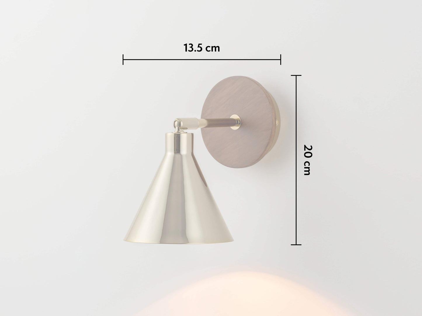 Brass cone wall light