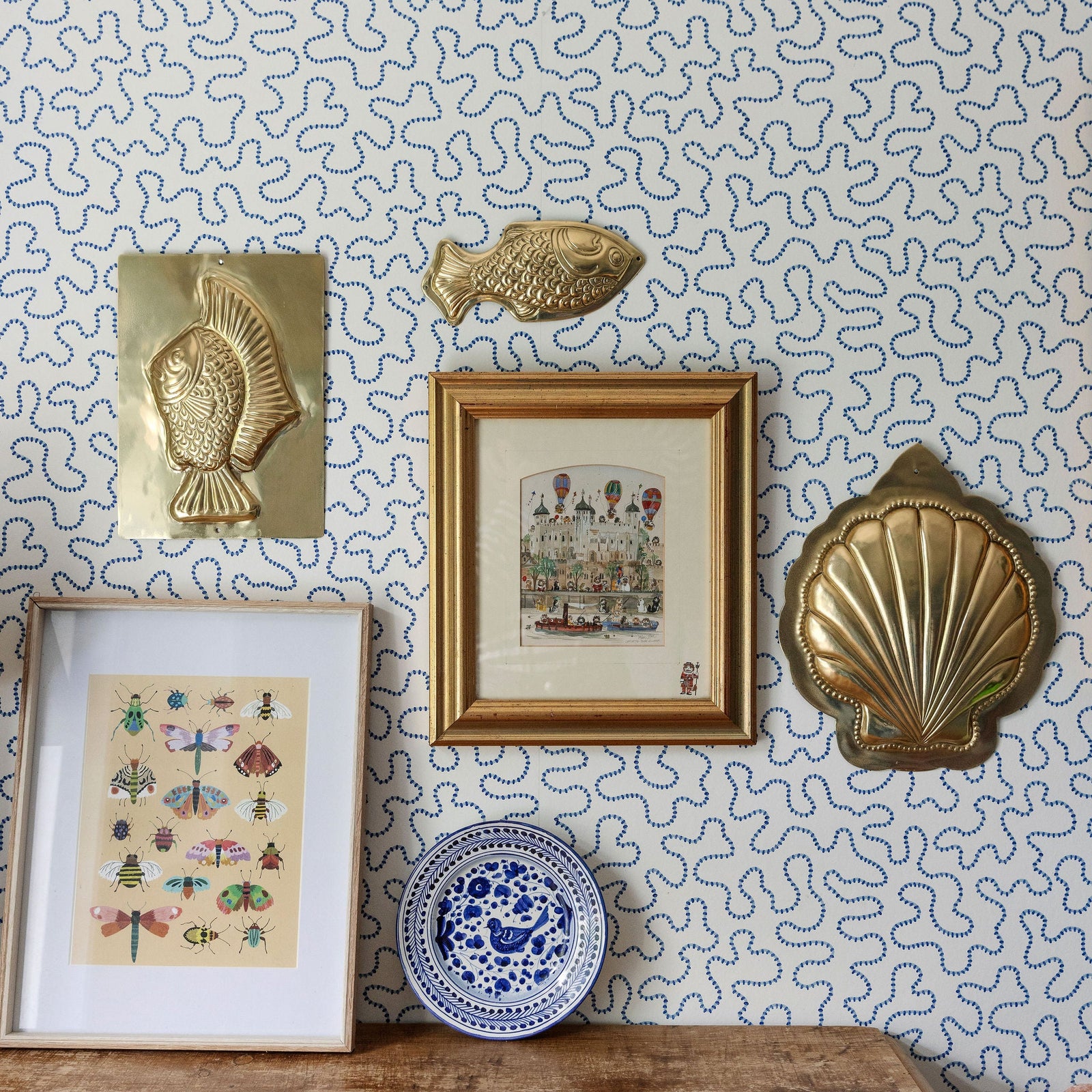 Wall Shell Mould, Lacquered Brass