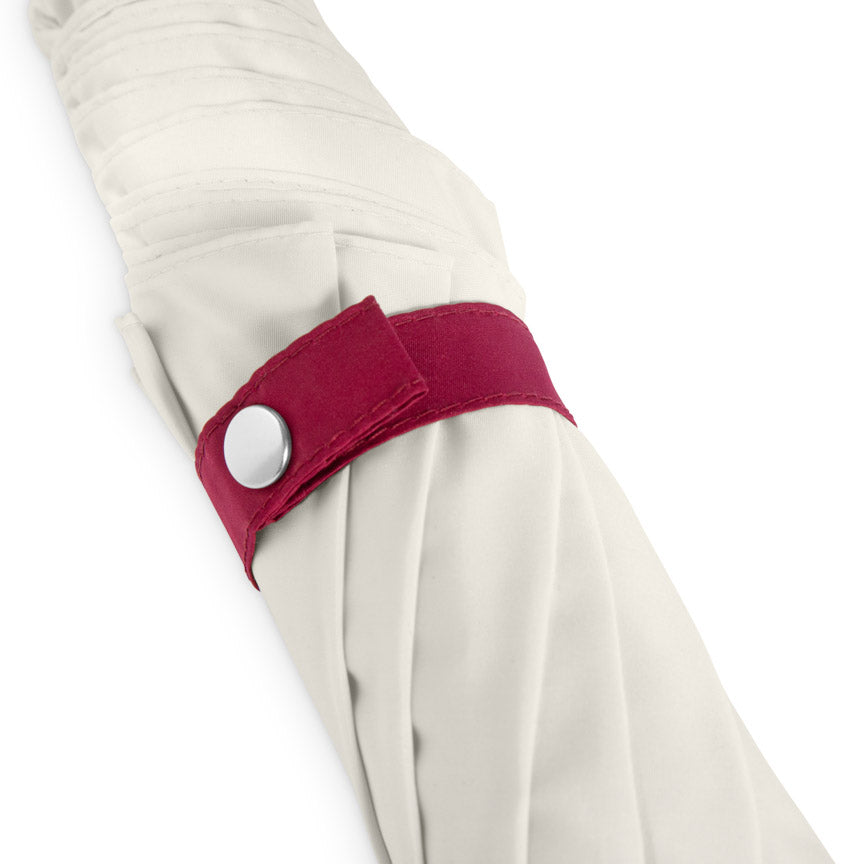 British Folding Umbrella - Ivory/Burgundy