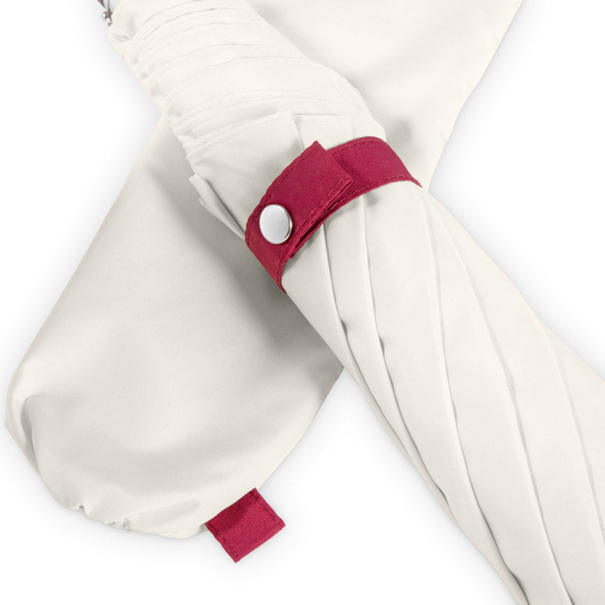 British Folding Umbrella - Ivory/Burgundy