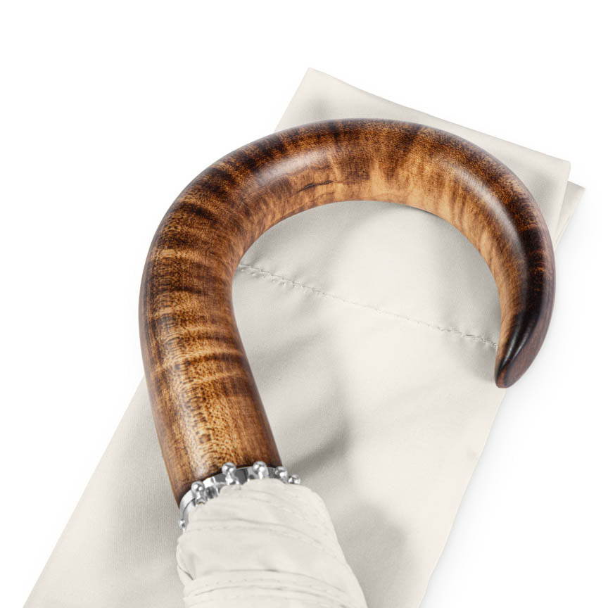 British Folding Umbrella - Ivory/Burgundy