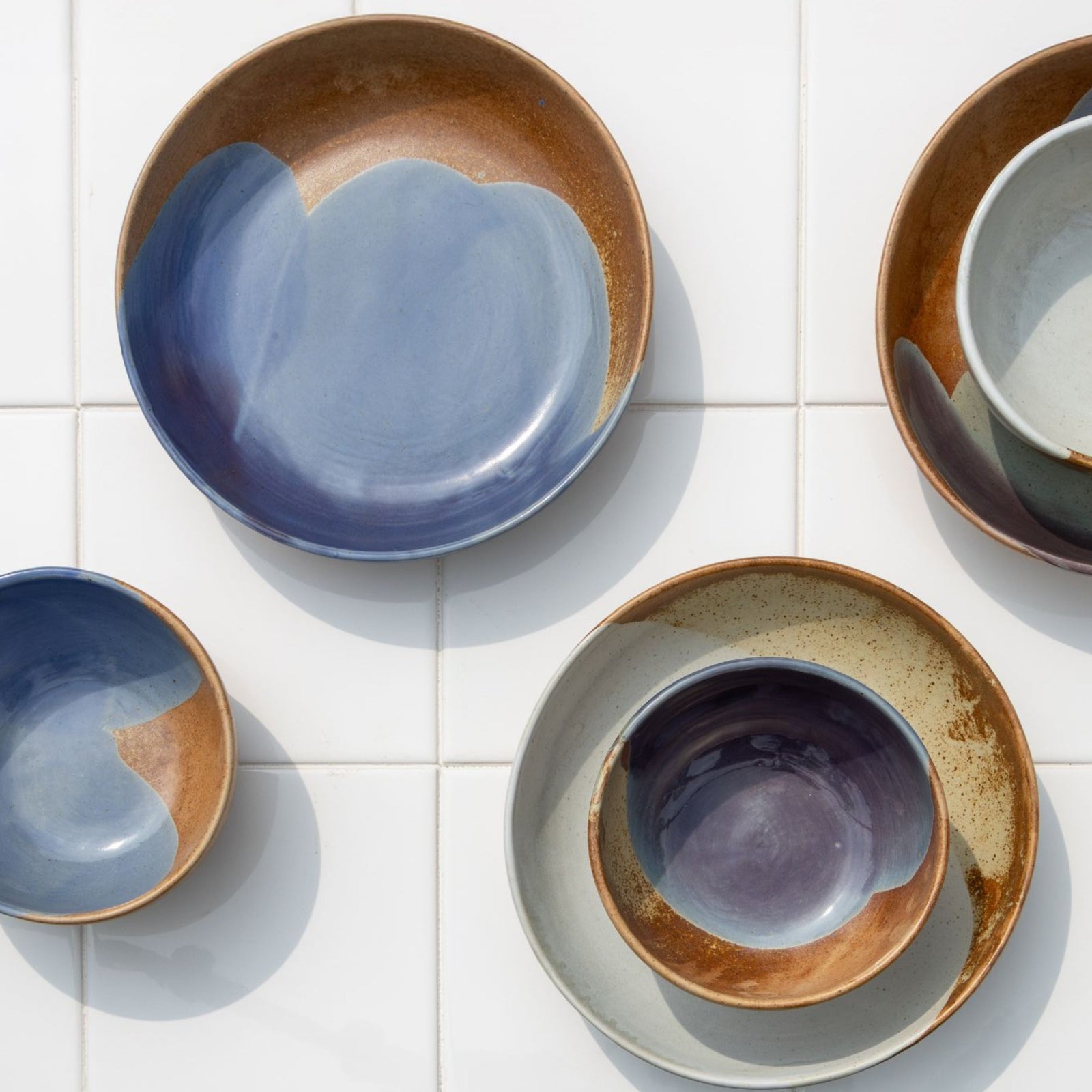 Tavora Dinner Plates Set of 4, Reactive Salt-glaze - White