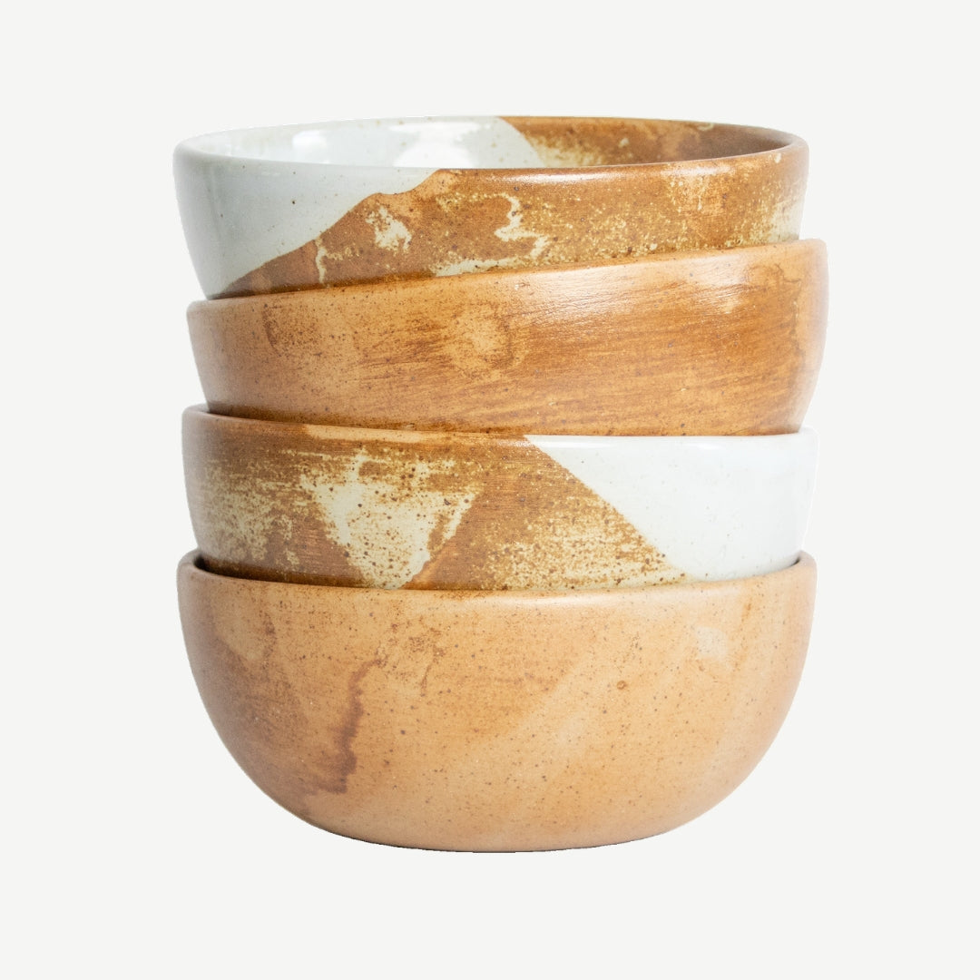 Tavora Cereal Bowls Set of 4, Reactive Salt-glaze - White