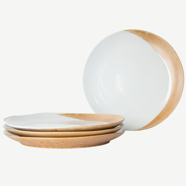 Tavora Dinner Plates Set of 4, Reactive Salt-glaze - White