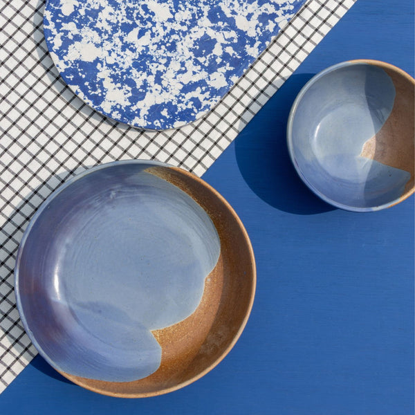 Tavora Pasta Bowls Set of 4, Reactive Salt-glaze - Cobalt Blue
