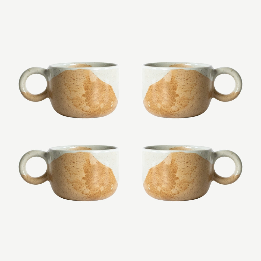Tavora Mug Set of 4, Reactive Salt-glaze - White
