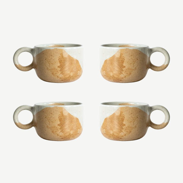 Tavora Mug Set of 4, Reactive Salt-glaze - White