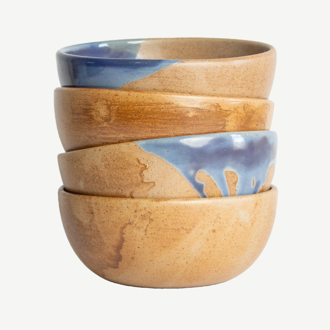 Tavora Cereal Bowls Set of 4, Reactive Salt-glaze - Cobalt Blue
