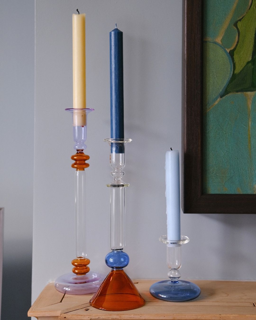 Martini Glass Candle Holder Blue and Amber Issy Granger 
