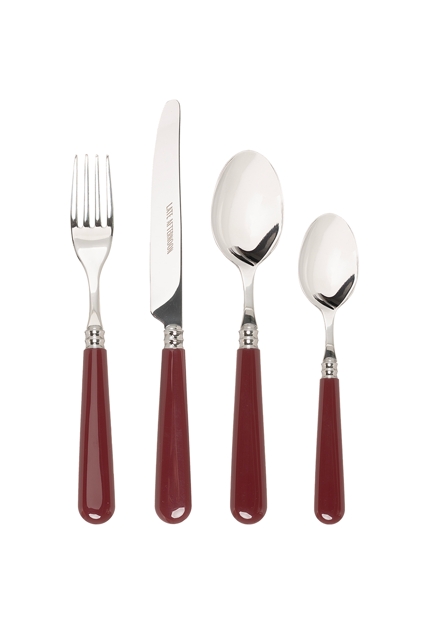16-Piece Burgundy Cutlery Set