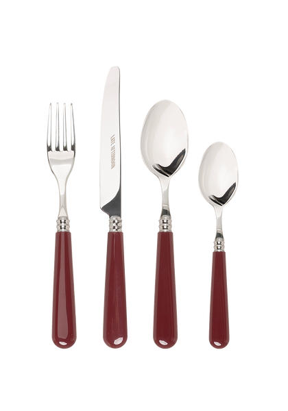 16-Piece Burgundy Cutlery Set