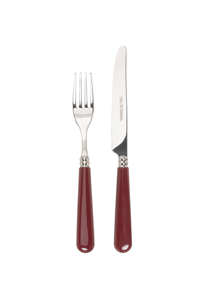 Burgundy Knife and Fork Set