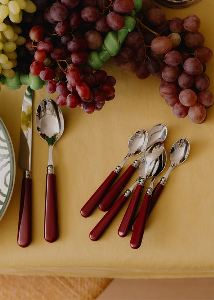 Burgundy Spoons and cutlery set