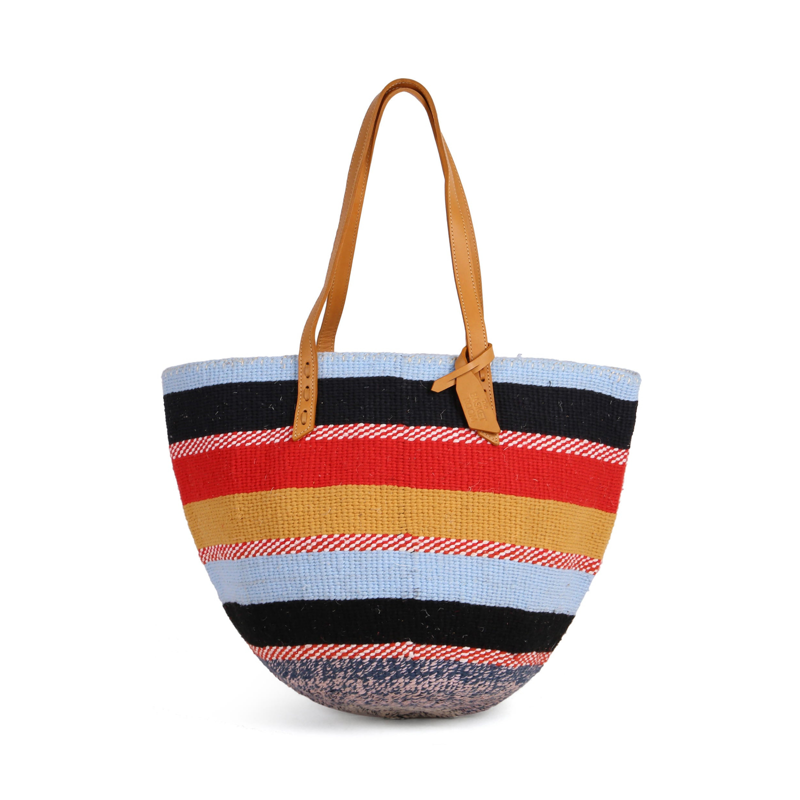 DALA: Handwoven Light Blue, Red and Gold Wool Tote Bag