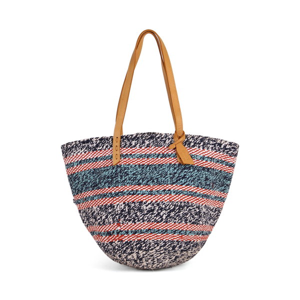 HERUFI: Handwoven Black, Teal and White Wool Tote Bag