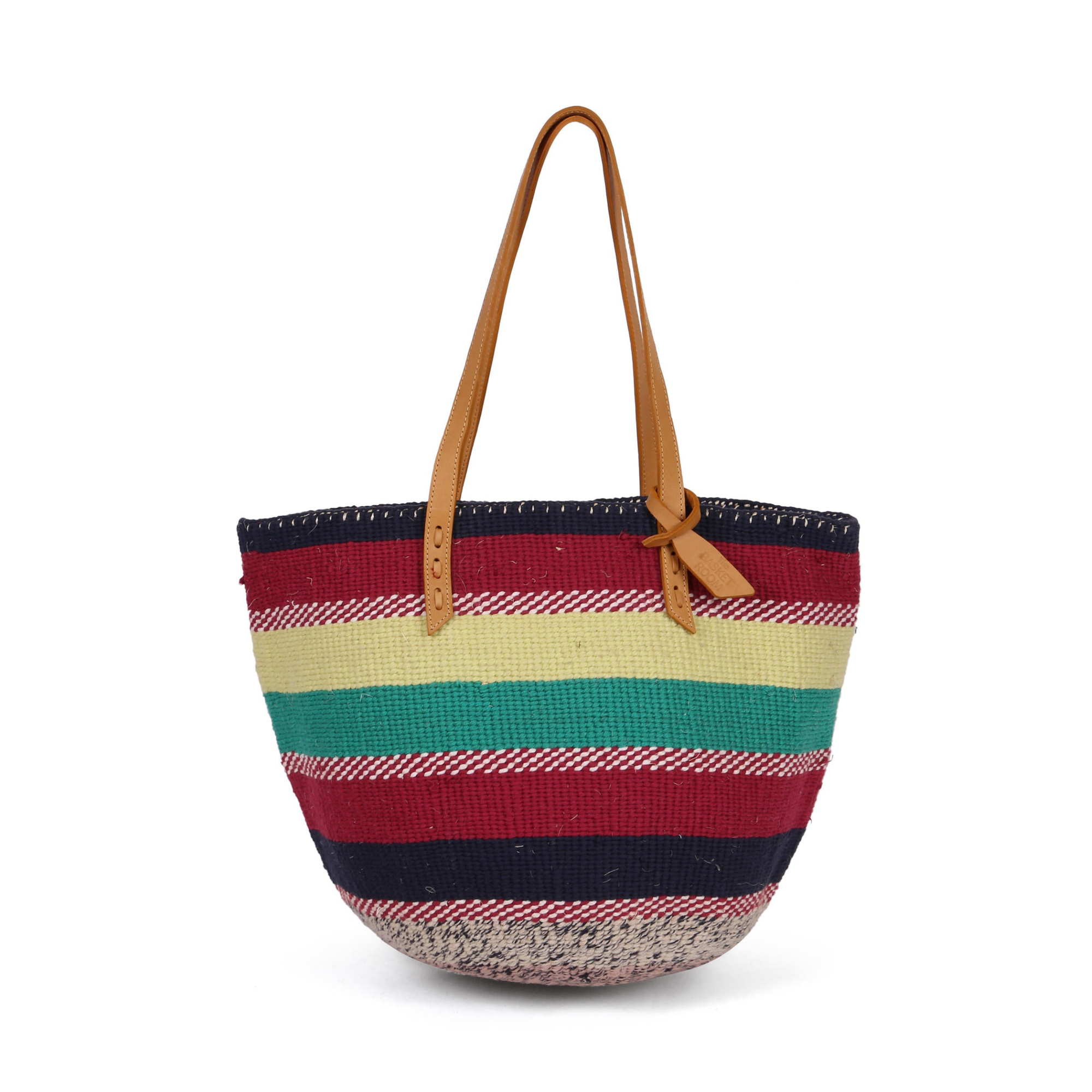 KANJA: Handwoven Maroon, Green and Black Wool Tote Bag