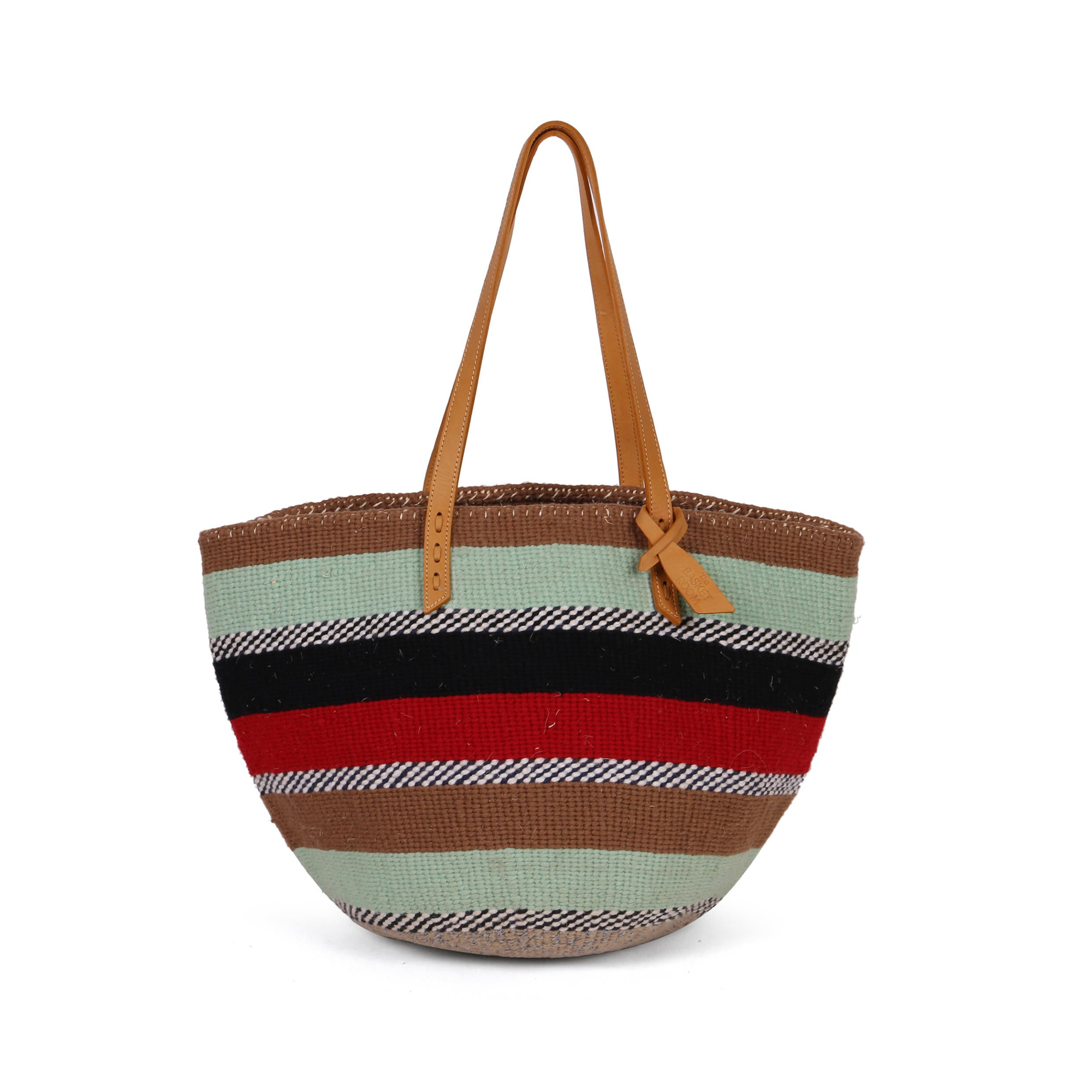 KESHA: Handwoven Turquoise, Beige and Red Wool Tote Bag