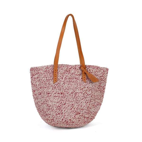 KESI: Handwoven Red and White Wool Tote Bag