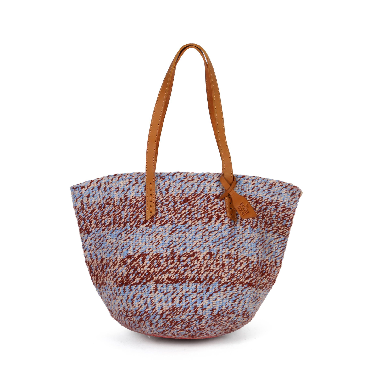 KIASI: Handwoven Blue, Brown and White Wool Tote Bag