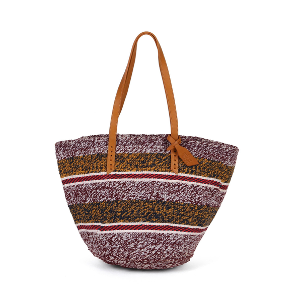 KIDOSHO: Handwoven Maroon, Orange and Black Wool Tote Bag