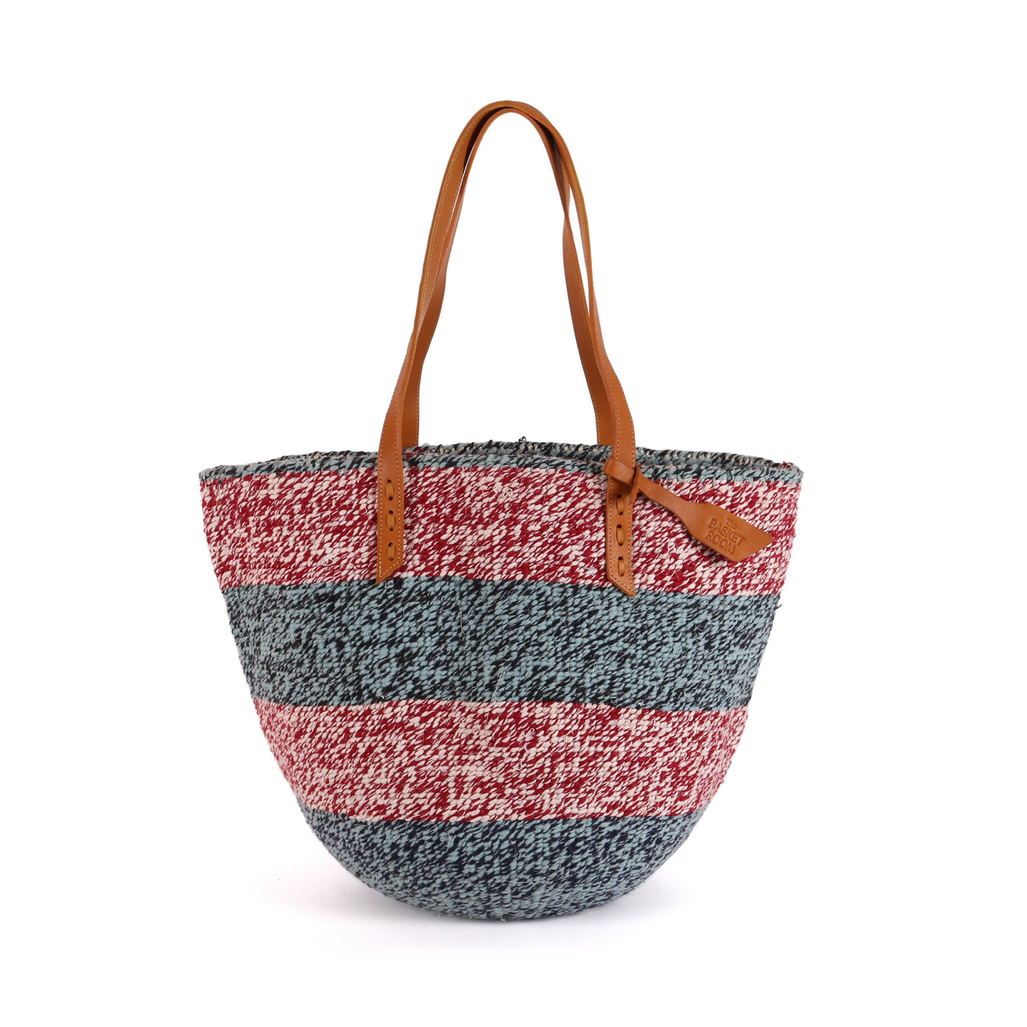 UREMBO: Handwoven Red, Blue & Black Wool Tote Bag