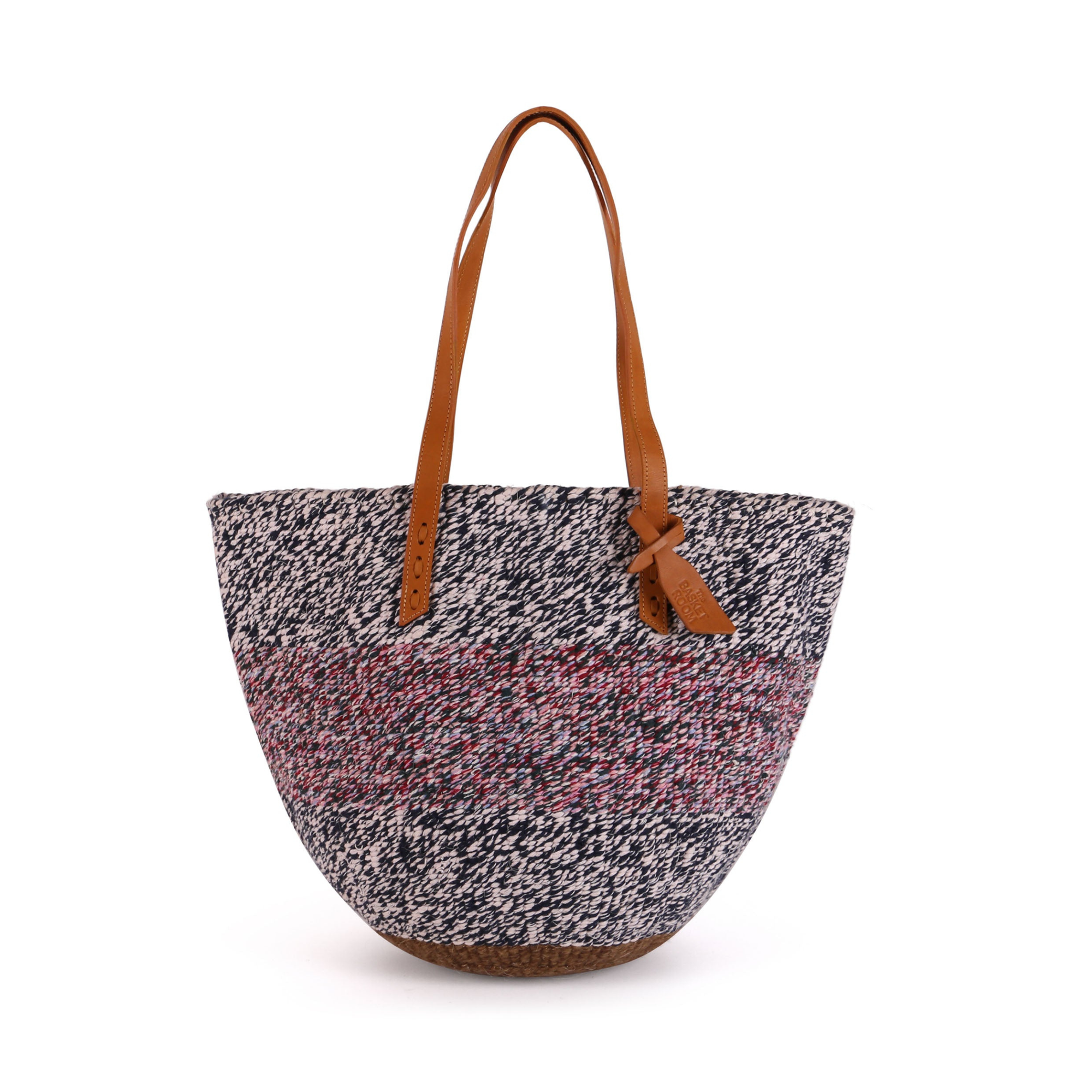 ASTE: Handwoven Red, Black & White Wool Tote Bag