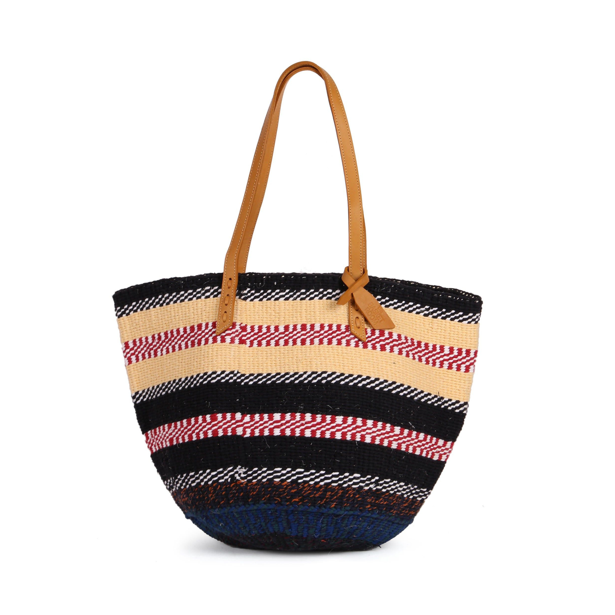 KAMA: Handwoven Yellow, Black and Red Wool Tote Bag