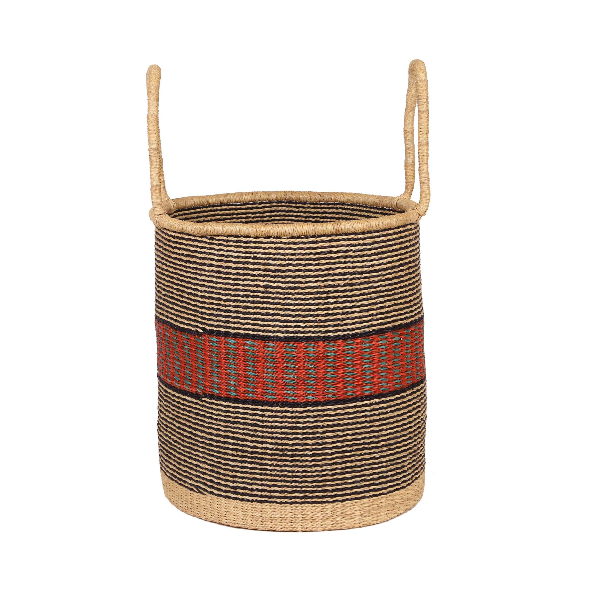 TIMNA: Brown, Black and Blue Log or Laundry Basket