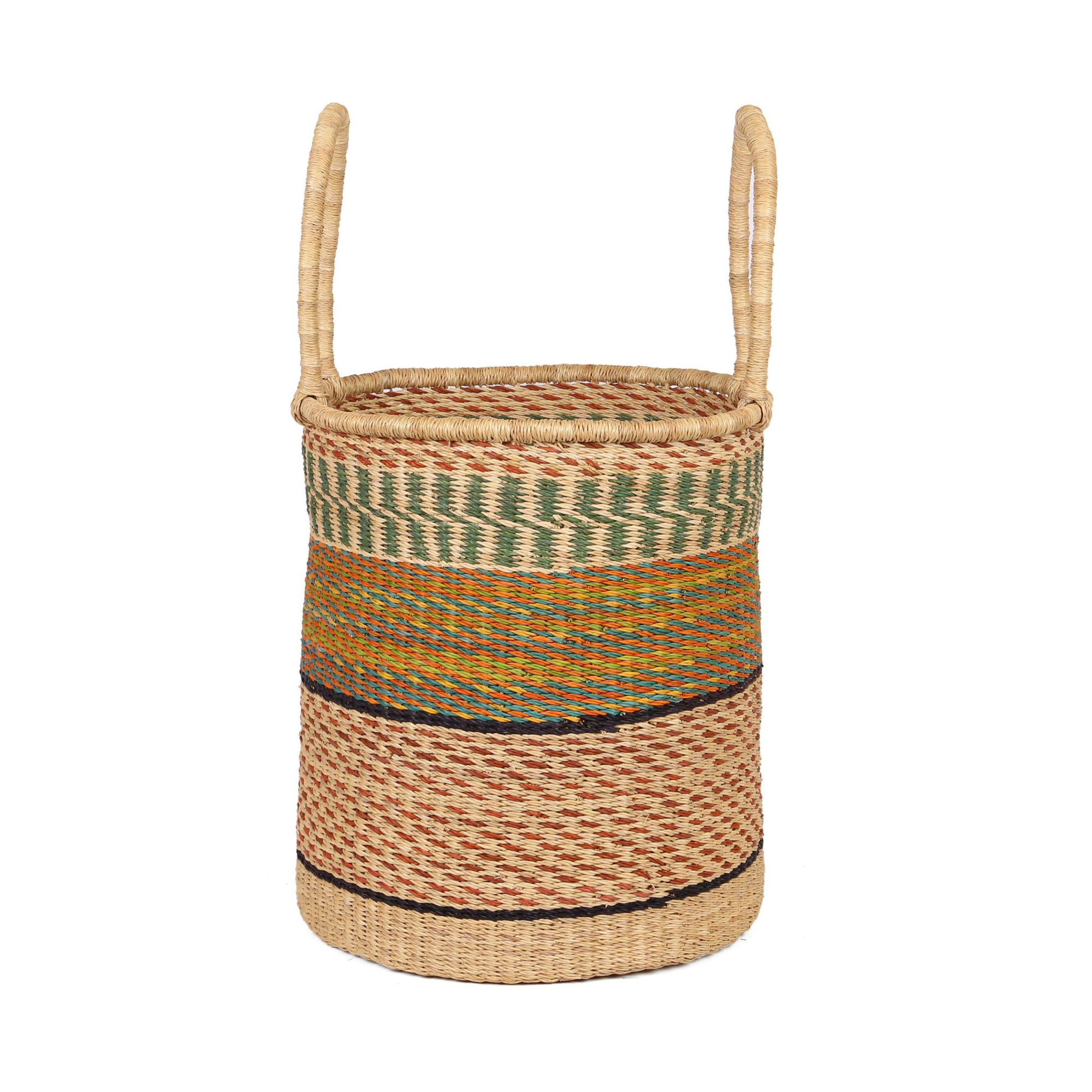 OZIGBODI: Green, Orange and Blue Log or Laundry Basket
