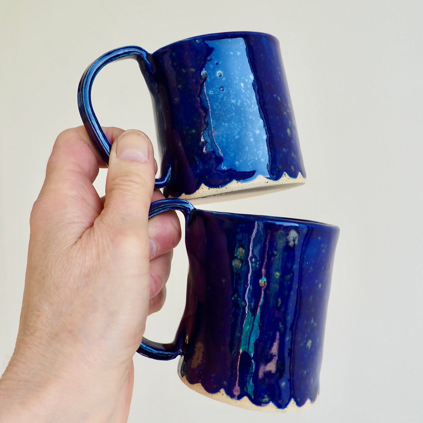 Royal Blue Ceramic Mug with Scalloped Edge