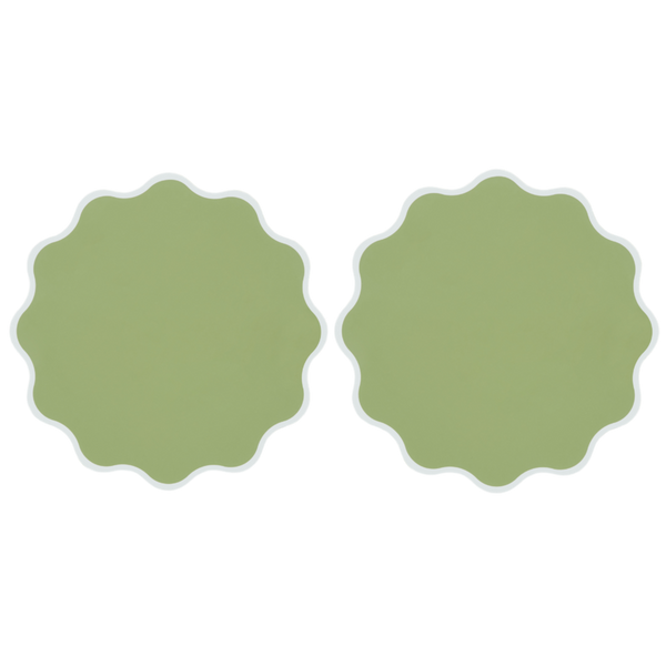The Victoria Placemat in White and Green, Set of Two