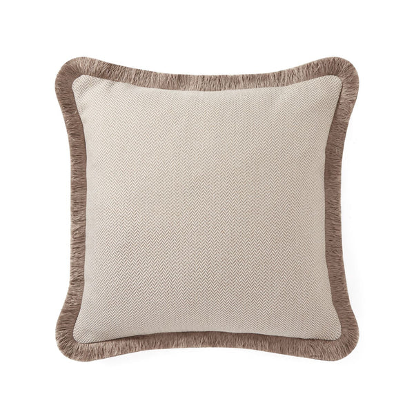 Pillow cover - The Herringbone Chic (Small Pattern) Pillow Cover - Light Beige & Toffee Mix