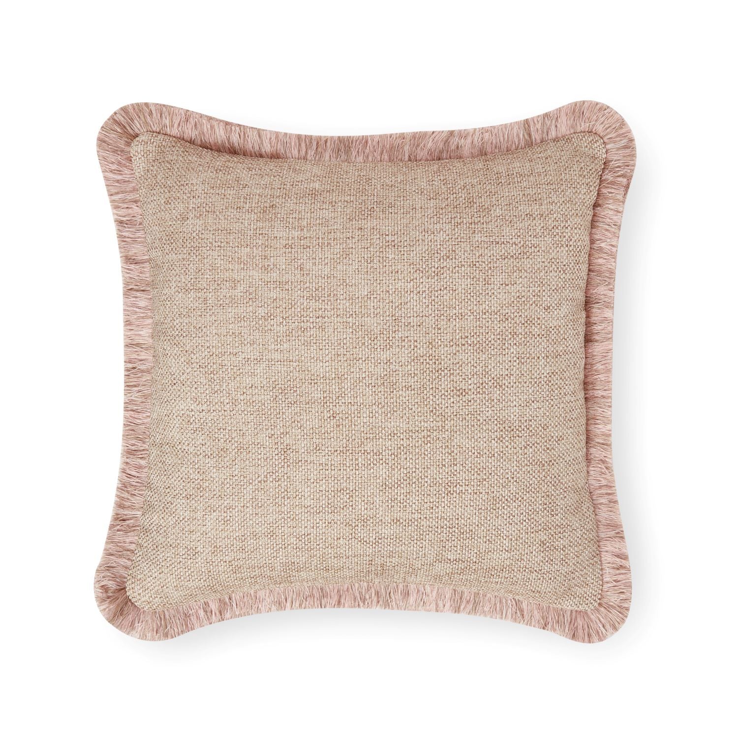Pillow cover - Quilted Fringe Pillow Cover - Light Beige & Brown, Pink champagne Fringe