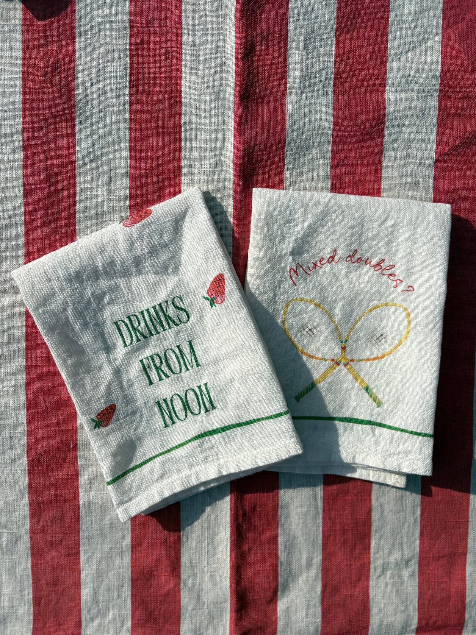 Drinks From Noon // Mixed Doubles Set Of Two Linen Napkins