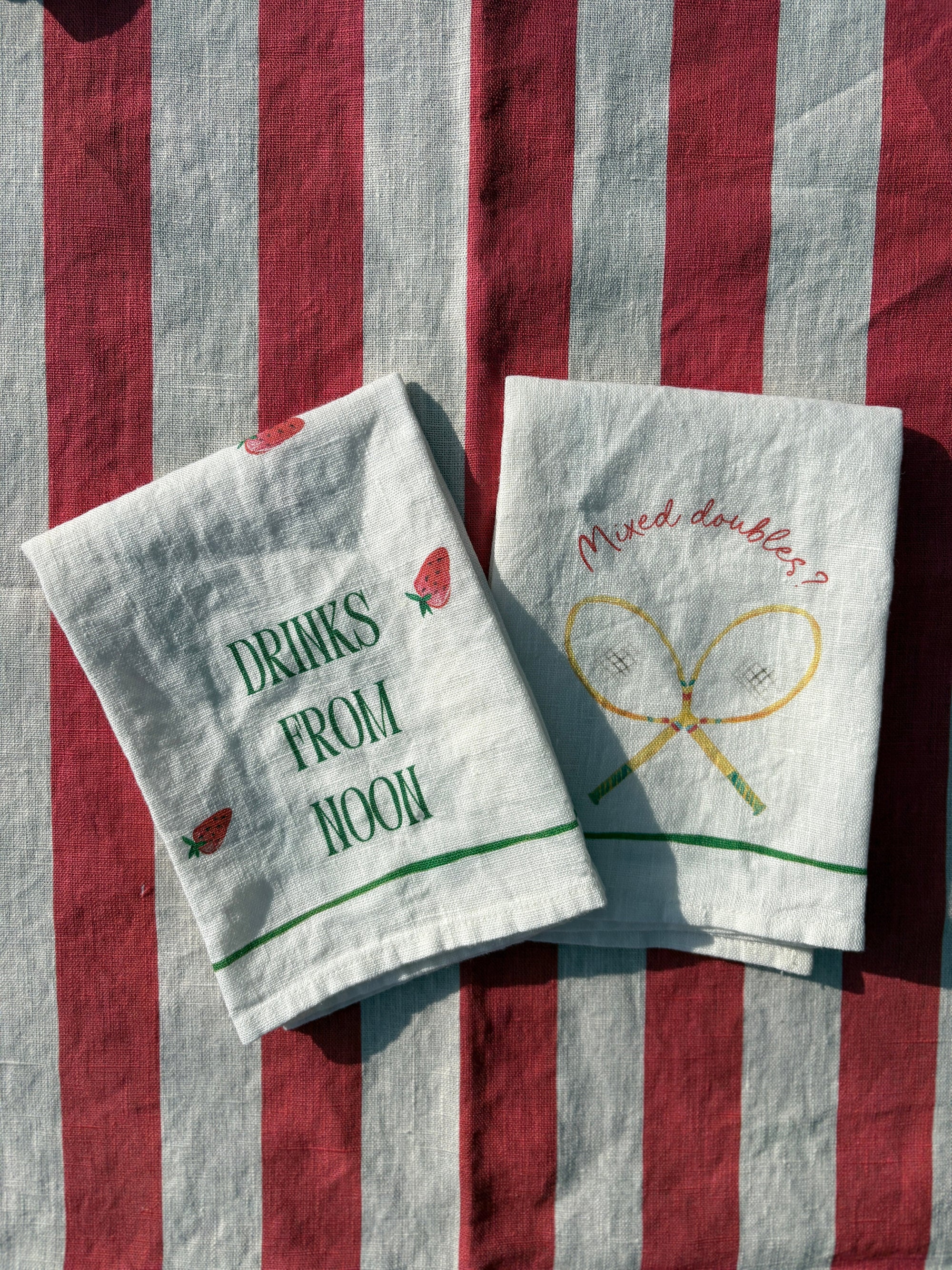 Drinks From Noon // Mixed Doubles Set Of Two Linen Napkins