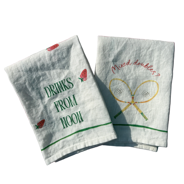 Drinks From Noon // Mixed Doubles Set Of Two Linen Napkins