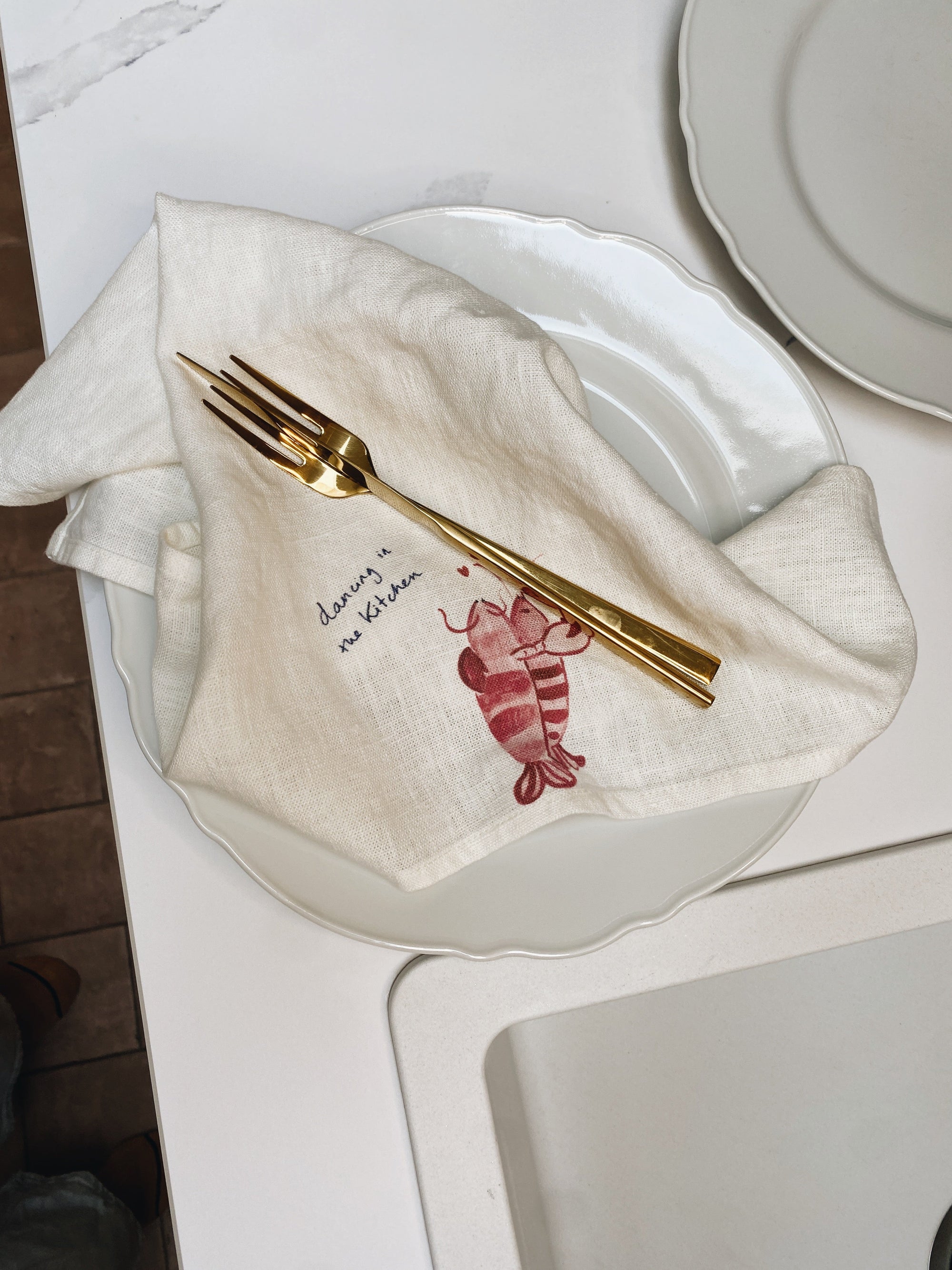 Lobster Lovers & Cherry Cherie - Set of Two Linen Napkins